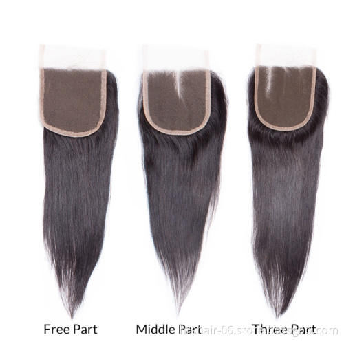 Indian Hair Bundles With Closure Wholesale Cuticle Aligned Raw Hair 100% Unprocessed Mink Virgin Straight Hair